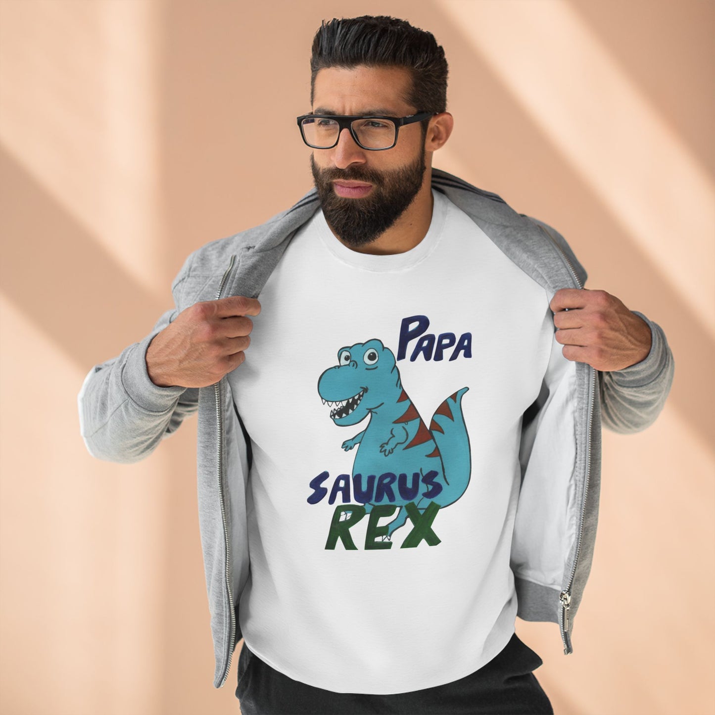 PapaSauraus Men's Dinosaur Birthday Crewneck Sweatshirt, Birthday Tee for Him, Father's Day Gift, Funny Dad Shirt, Papa Saurus Dino Top