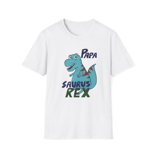 PapaSaurus, Men's Dinosaur Theme T-Shirt,  Softstyle Shirt, Round Neck Top, Jurassic Park Lover Gift